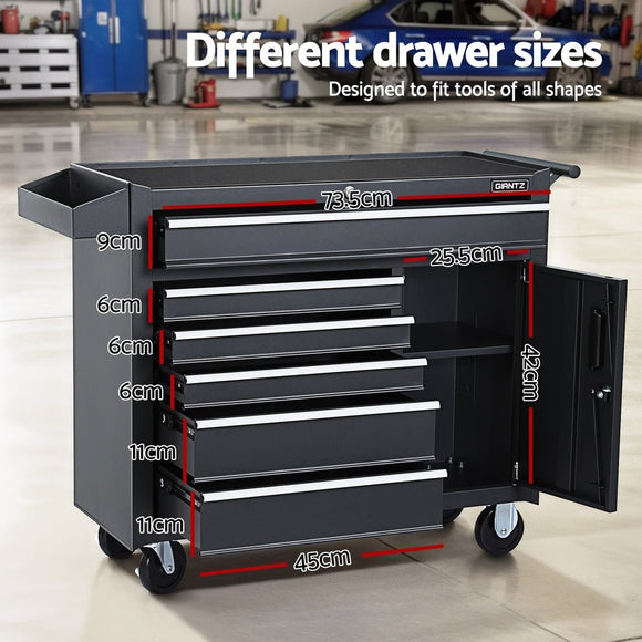 Giantz 6 Drawer Tool Box Chest Cabinet Toolbox Storage Garage Organiser Wheels - RnR Galore