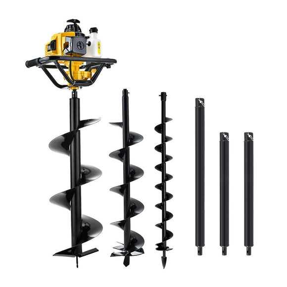 Giantz 82CC Post Hole Digger Petrol Motor Drill Extension Auger Bits Kits - RnR Galore