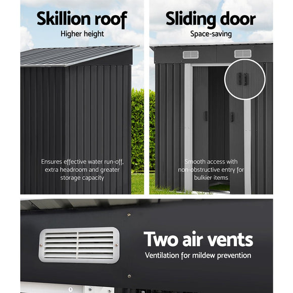 Giantz Garden Shed 1.94x1.21M w/Metal Base Sheds Outdoor Storage Tool Steel House Sliding Door - RnR Galore