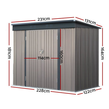 Giantz Garden Shed 2.31x1.31M Sheds Outdoor Storage Tool Metal Workshop Shelter Double Door - RnR Galore