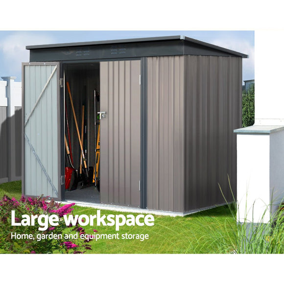 Giantz Garden Shed 2.31x1.31M Sheds Outdoor Storage Tool Metal Workshop Shelter Double Door - RnR Galore