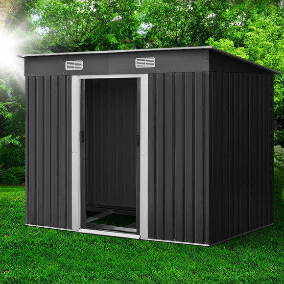Giantz Garden Shed 2.38x1.31M w/Metal Base Sheds Outdoor Storage Tool Workshop Sliding Door - RnR Galore