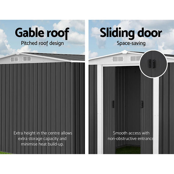 Giantz Garden Shed 2.58x2.07M Sheds Outdoor Storage Workshop Metal Shelter Sliding Door - RnR Galore