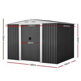 Giantz Garden Shed 2.58x2.07M w/Metal Base Sheds Outdoor Storage Double Door Tool - RnR Galore