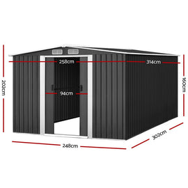 Giantz Garden Shed 2.58x3.14M w/Metal Base Sheds Outdoor Storage Workshop Shelter Sliding Door - RnR Galore