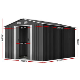 Giantz Garden Shed 2.6x3.9M w/Metal Base Sheds Outdoor Storage Workshop Tool Shelter Sliding Door - RnR Galore