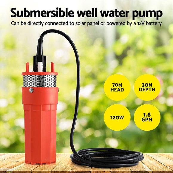 Giantz Submersible Solar Water Pump 24V 70M Head Deep Well Bore Self - priming - RnR Galore