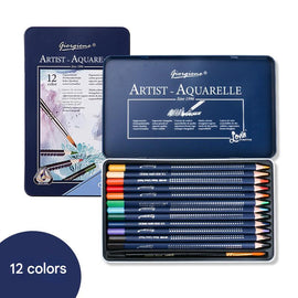 Giorgione Artist Watercolour Pencils 12 - Color Set - Premium Water Soluble Colored Pencils for Art & Drawing with Tin Case - RnR Galore