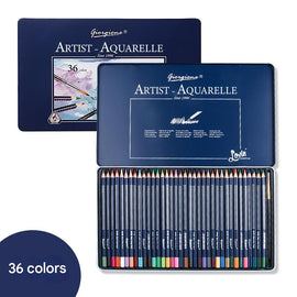 Giorgione Artist Watercolour Pencils 36 - Color Set - Premium Water Soluble Colored Pencils for Art & Drawing with Tin Case - RnR Galore