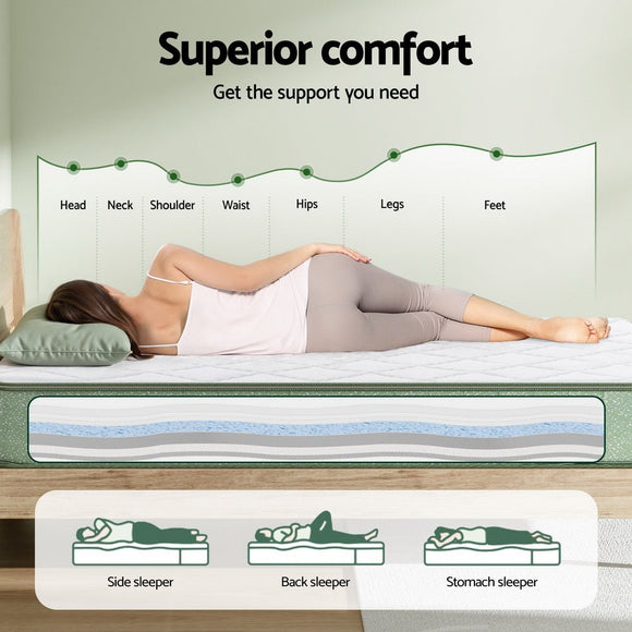 Giselle 25cm Memory Foam Mattress Dual Layer Zipper Cover Cool Charcoal Foam Mattresses Double - RnR Galore