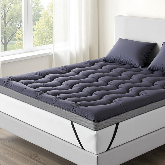 Giselle 5cm Mattress Topper Pillowtop toppers Bamboo Charcoal King - RnR Galore