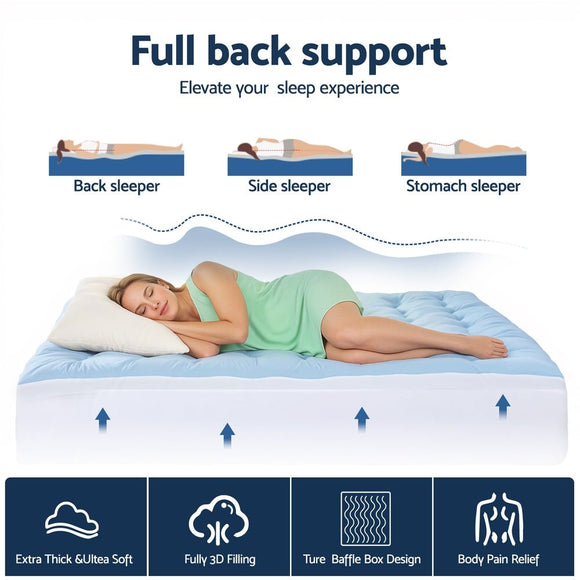 Giselle 5cm Mattress Topper Pillowtop toppers Double - Sided King Single - RnR Galore