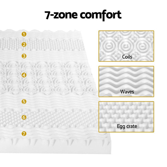 Giselle Bedding Memory Foam Mattress Topper 7 - Zone Airflow Pad 8cm King White - RnR Galore