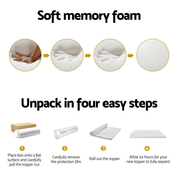 Giselle Bedding Memory Foam Mattress Topper 7 - Zone Airflow Pad 8cm Queen White - RnR Galore
