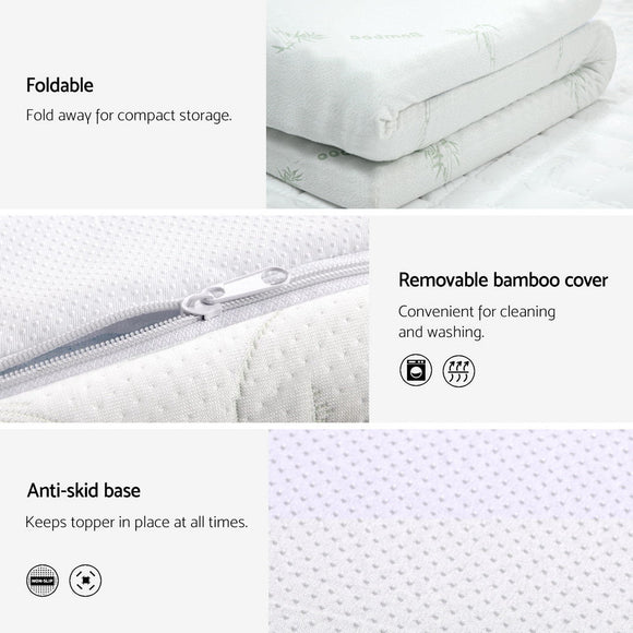 Giselle Bedding Memory Foam Mattress Topper Cool Gel Bed Mat Bamboo 10cm Double - RnR Galore
