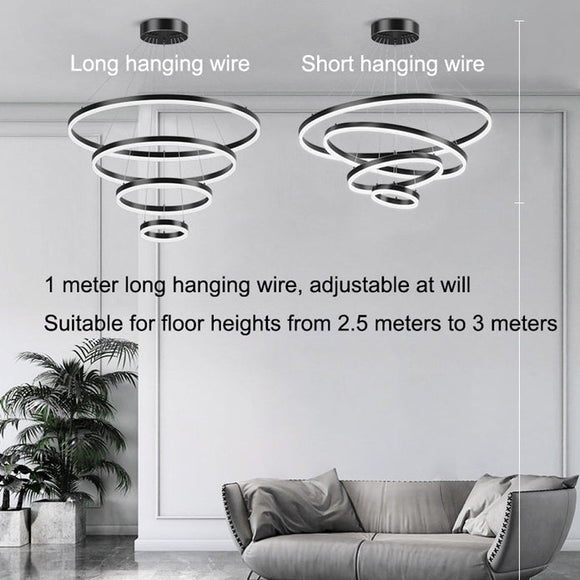 Gold 4 Rings Minimalist LED Pendant Light Adjustable Circular Chandelier - RnR Galore