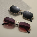 Gold Frame and Brown Lenses Modern Retro Geometric Sunglasses - Chic Metal Frame with UV400 Lenses and Black PU Leather Protective Case - RnR Galore