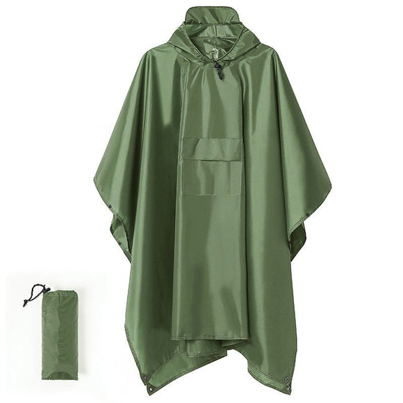 Green 3 - in - 1 Multifunctional Outdoor Rain Poncho - Ground Mat & Shelter - Lightweight & Waterproof for Hiking & Camping - RnR Galore