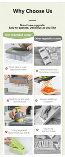 Green And Grey Ultimate 12 - in - 1 Multi - Functional Vegetable Slicer Dicer Chopper - Mandoline with Storage Containers & Drain Basket - RnR Galore