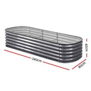Green Fingers 3 Pcs Raised Garden Bed Kit Oval Galvanized Steel Planter Boxes 240x80x42cm, Heavy Duty Metal Elevated Garden Bed for Vegetables Flowers Herbs, with Safety Edging, Gloves & Pegs Included - RnR Galore