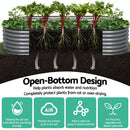 Green Fingers 3 Pcs Raised Garden Bed Kit Oval Galvanized Steel Planter Boxes 240x80x56cm, Heavy Duty Metal Elevated Garden Bed for Vegetables Flowers Herbs, with Safety Edging, Gloves & Pegs Included - RnR Galore