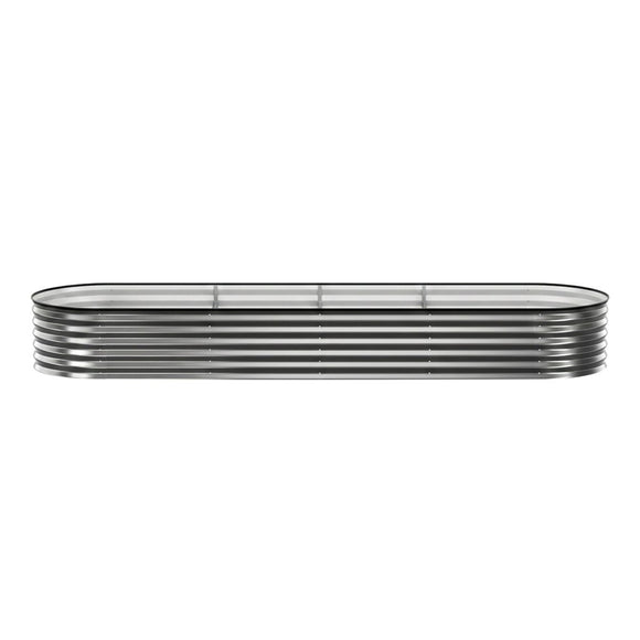 Green Fingers 3 Pcs Raised Garden Bed Kit Oval Galvanized Steel Planter Boxes 320x80x42cm, Heavy Duty Metal Elevated Garden Bed for Vegetables Flowers Herbs, with Safety Edging, Gloves & Pegs Included - RnR Galore