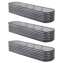 Green Fingers 3 Pcs Raised Garden Bed Kit Oval Galvanized Steel Planter Boxes 320x80x56cm, Heavy Duty Metal Elevated Garden Bed for Vegetables Flowers Herbs, with Safety Edging, Gloves & Pegs Included - RnR Galore
