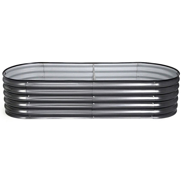 Green Fingers 4 Pcs Raised Garden Bed Kit Oval Galvanized Steel Planter Boxes 160x80x42cm, Heavy Duty Metal Elevated Garden Bed for Vegetables Flowers Herbs, with Safety Edging, Gloves & Pegs Included - RnR Galore