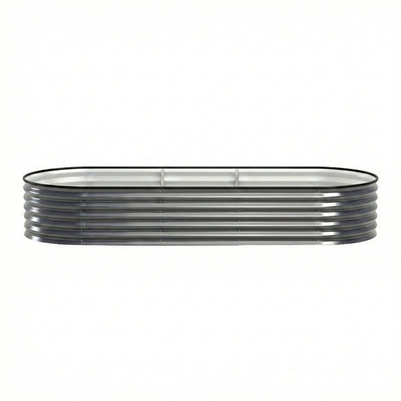Green Fingers 4 Pcs Raised Garden Bed Kit Oval Galvanized Steel Planter Boxes 240x80x42cm, Heavy Duty Metal Elevated Garden Bed for Vegetables Flowers Herbs, with Safety Edging, Gloves & Pegs Included - RnR Galore