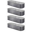 Green Fingers 4 Pcs Raised Garden Bed Kit Oval Galvanized Steel Planter Boxes 240x80x42cm, Heavy Duty Metal Elevated Garden Bed for Vegetables Flowers Herbs, with Safety Edging, Gloves & Pegs Included - RnR Galore