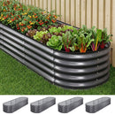 Green Fingers 4 Pcs Raised Garden Bed Kit Oval Galvanized Steel Planter Boxes 240x80x42cm, Heavy Duty Metal Elevated Garden Bed for Vegetables Flowers Herbs, with Safety Edging, Gloves & Pegs Included - RnR Galore