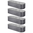 Green Fingers 4 Pcs Raised Garden Bed Kit Oval Galvanized Steel Planter Boxes 240x80x56cm, Heavy Duty Metal Elevated Garden Bed for Vegetables Flowers Herbs, with Safety Edging, Gloves & Pegs Included - RnR Galore