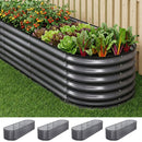 Green Fingers 4 Pcs Raised Garden Bed Kit Oval Galvanized Steel Planter Boxes 240x80x56cm, Heavy Duty Metal Elevated Garden Bed for Vegetables Flowers Herbs, with Safety Edging, Gloves & Pegs Included - RnR Galore