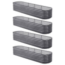 Green Fingers 4 Pcs Raised Garden Bed Kit Oval Galvanized Steel Planter Boxes 320x80x56cm, Heavy Duty Metal Elevated Garden Bed for Vegetables Flowers Herbs, with Safety Edging, Gloves & Pegs Included - RnR Galore