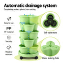 Green Fingers 5 Tier Vertical Garden Planter, Stackable Planters with Wheels, Light Green, Garden Bed, Garden Tower Indoor Outdoor, Auto Drainage System, for Strawberries, Herbs, Flowers, Vegetables - RnR Galore