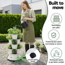 Green Fingers 5 Tier Vertical Garden Planter, Stackable Planters with Wheels, White, Garden Bed, Garden Tower Indoor Outdoor, Auto Drainage System, for Strawberries, Herbs, Flowers, Vegetables - RnR Galore