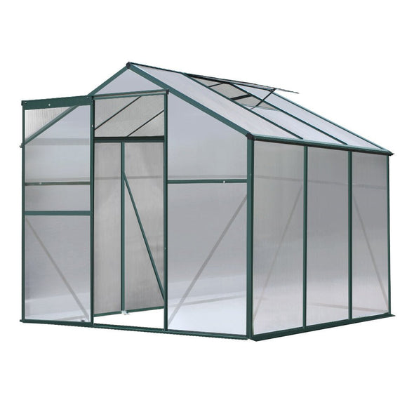 Green Fingers Greenhouse 1.9x1.9x1.83M Aluminium Polycarbonate Green House Garden Shed - RnR Galore