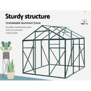 Green Fingers Greenhouse 1.9x1.9x1.83M Aluminium Polycarbonate Green House Garden Shed - RnR Galore