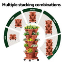 Green Fingers Raised Garden Bed 5 Tier Vertical Garden Brick Red Strawberry Stackable Planters Herbs Petunias - RnR Galore