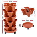 Green Fingers Raised Garden Bed 5 Tier Vertical Garden Brick Red Strawberry Stackable Planters Herbs Petunias - RnR Galore