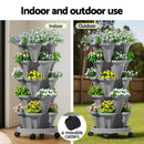 Green Fingers Raised Garden Bed 5 Tier Vertical Garden Grey Strawberry Stackable Planters Herbs Petunias - RnR Galore