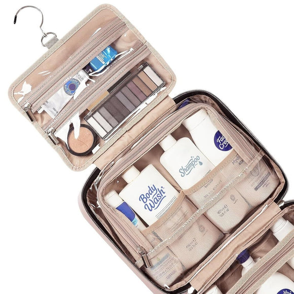 Green Large Capacity Hanging Toiletry Bag for Women(30.5 x 22.5 x 12 cm) - Checked Pattern Waterproof Cosmetic Organizer, Dry/Wet Separation & Multi - Compartment - RnR Galore