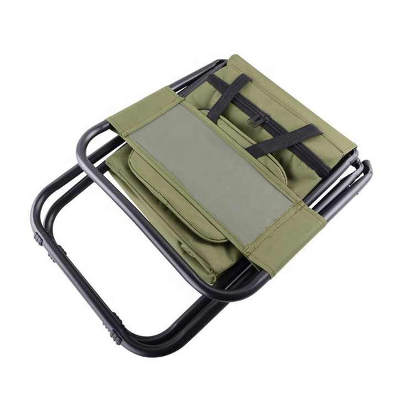 Green Portable 3 - in - 1 Folding Camping Chair with Storage Bag, Backrest, and Insulated Cooler for Outdoor Fishing, Hiking, and Picnics - RnR Galore