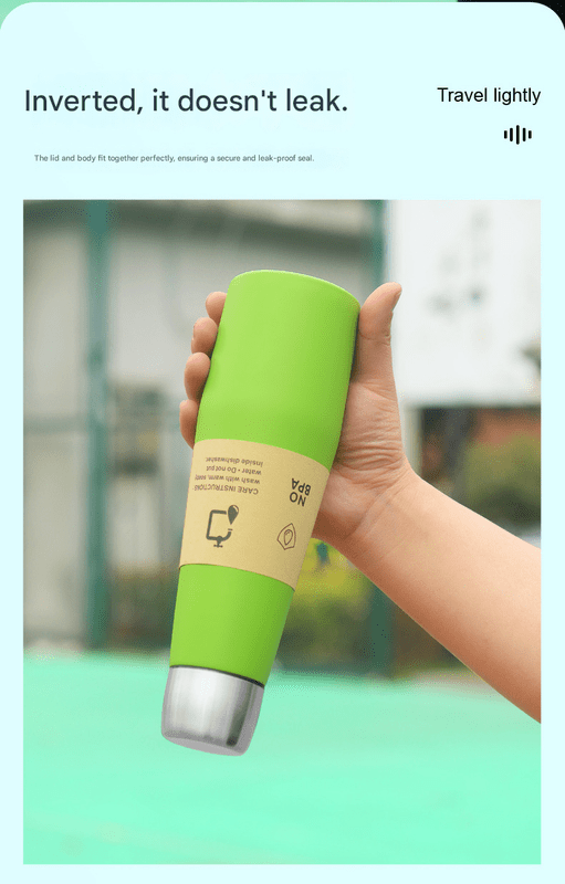 Green Premium 304 Stainless Steel Vacuum Insulated Water Bottle - 532ml Large Capacity Sports Flask with 12 - 24 Hour Thermal Retention, Leak - Proof Portable Travel Mug for Gym, Office, Car and Outdoor Activities - RnR Galore