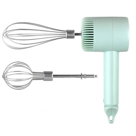 Green Wireless charging handheld mixer, 30W with three - speed settings. Dual whisk heads designed for whipping eggs, cream, and batter. Suitable for both kitchen and outdoor use, also an ideal gift. - RnR Galore