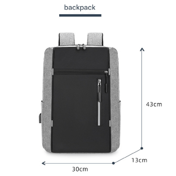 Grey 3 Piece Mens Backpack Set with Sling Bag and Pouch USB Charging Port Large Capacity Laptop Daypack Water Resistant Business Travel School Bag - RnR Galore