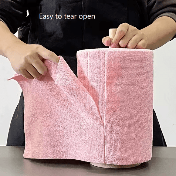 Grey 4 - Roll Pack, 80 Sheets Reusable Tear - Off Microfiber Cleaning Cloths - Non - Stick Oil & Absorbent Kitchen Wipes - RnR Galore