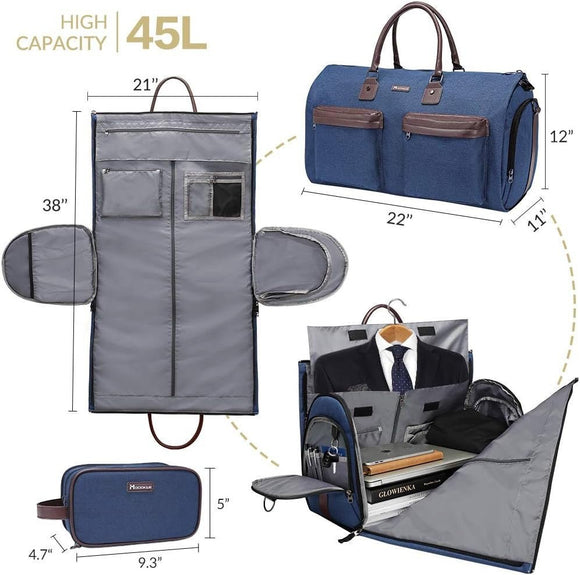 Grey 45L Garment Duffel Bag - Men's Travel Suit Bag - Carry On Weekender - RnR Galore