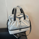 Grey and Black Large Capacity Travel Bag with Wet/Dry Separation - Canvas + Polyester, Lightweight Handbag for Short Trips and Fitness, Fits on Luggage - RnR Galore