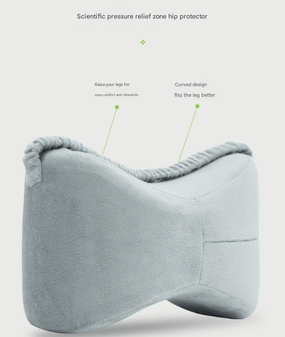 Grey Ergonomic Memory Foam Knee Pillow for Side Sleepers - Leg Positioner for Sciatica, Back, Hip & Joint Pain Relief - RnR Galore